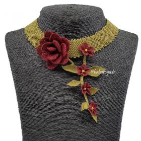 Needle Lace Adalet Rose Necklace Claret Red