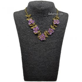 Needle Lace Star Necklace Lilac