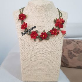 Needle Lace Palace Way Necklace Red