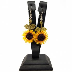 Needle Lace Sunflower Earrings