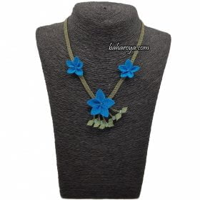 Needle Lace Loved Necklace Blue