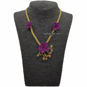 Needle Lace Loved Necklace Damson Color