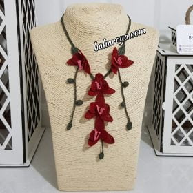 Needle Lace Orchid Necklace Red Special