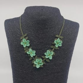 Needle Lace Star Necklace Sea Green