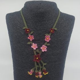 Needle Lace Garden of Suna Necklace Pink – Claret Red