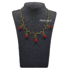 Needle Lace Juniper Necklace Red