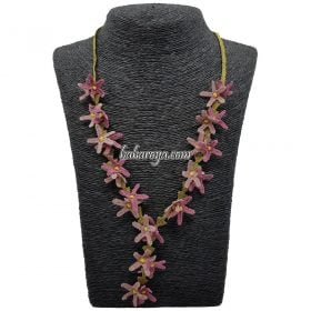 Needle Lace Spring Necklace Dried Rose Color