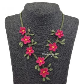 Needle Lace Ecrin Necklace Pink