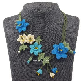Needle Lace Sultan's Signature Necklace Blue