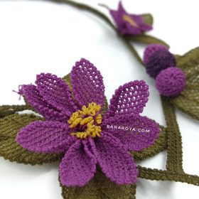 Needle Lace Sunshine Necklace Purple