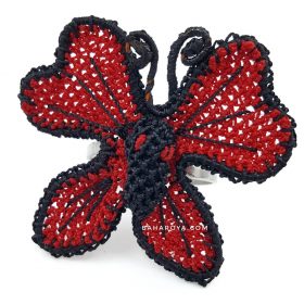 Needle Lace Butterfly Ring Red