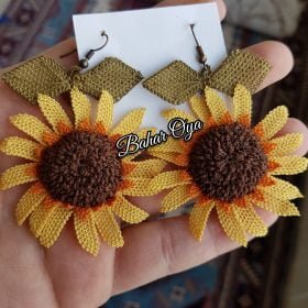 Needle Lace Sunflower Earrings Extra Large