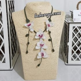 Needle Lace Orchid Necklace White Special