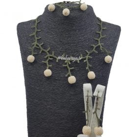 Needle Lace Juniper Necklace - Earrings - Bracelet Set Cream