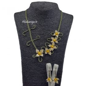 Needle Lace Sinem Necklace-Earrings Set Cream