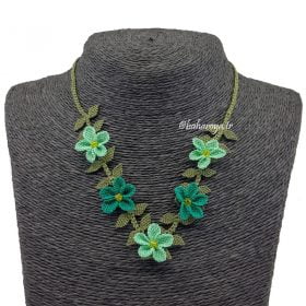 Needle Lace Star Necklace Sea Green - Green