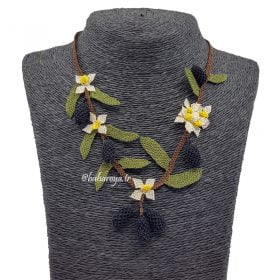 Needle Lace Olive Necklace Brown