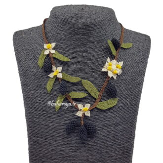 İğne Oyası Zeytin Kolye Kahve