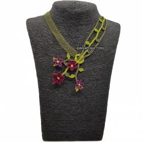 Needle Lace Secret Garden Necklace Purple