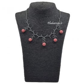 Needle Lace Juniper Necklace Pink - Gray