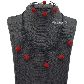 Needle Lace Juniper Necklace - Bracelet Set Red