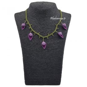 Needle Lace Wish Necklace Purple