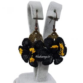 Needle Lace Lily Earrings Black