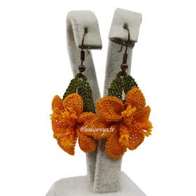 Needle Lace Lily Earrings Orange