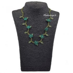 Needle Lace Zigzag Necklace Turquoise