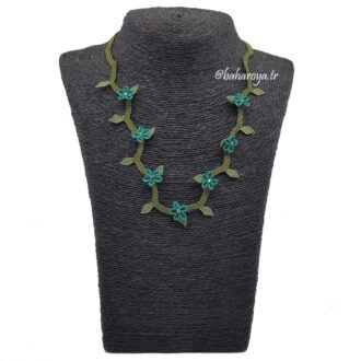 İğne Oyası Zigzag Kolye Turkuaz