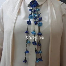 Needle Lace Foulard Necklace Special Blue