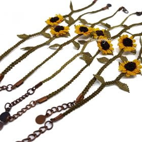 Wholesale Needle Lace Sunflower Bracelet (10 Pcs)