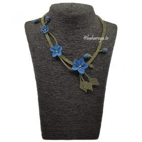 Needle Lace Ivy Necklace No: 2 Blue