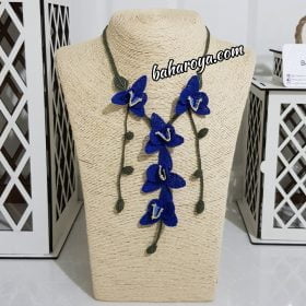Needle Lace Orchid Necklace Special Dark Blue