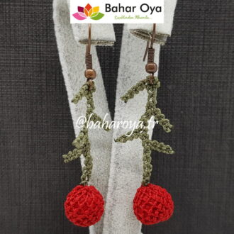İğne Oyası Ardıç Küpe Kırmızı