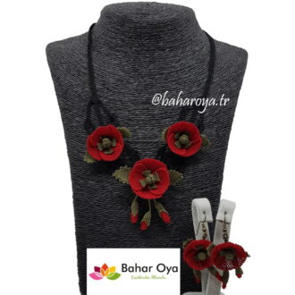 İğne Oyası Çitlembik Gelincik Kolye Set
