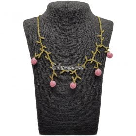 Needle Lace Juniper Necklace Pink