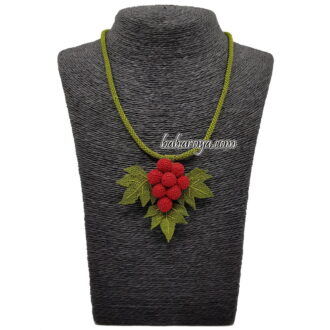 İğne Oyası Borulu Üzüm Kolye Kırmızı