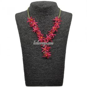 Needle Lace Spring Necklace Damson - Pink