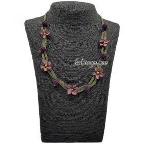 Needle Lace Aliye Necklace Purple
