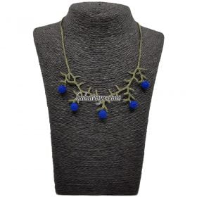 Needle Lace Juniper Necklace Dark Blue