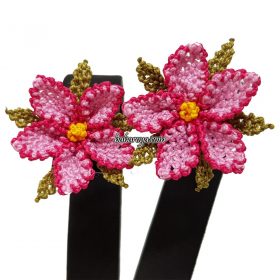 Needle Lace Wildflower Earrings Pink