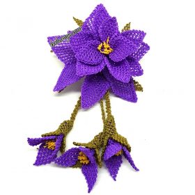 Needle Lace Pendulum Brooch Violet Purple