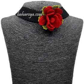 Needle Lace Choker Adalet Rose Necklace Red