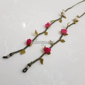 İğne Oyası Tomurcuk Gözlük İpi Pembe - Krem