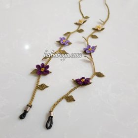 Needle Lace Flower Eyeglass Strap Purple - Lilac - Cream