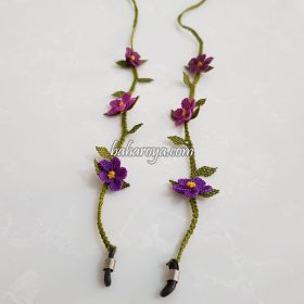 Needle Lace Flower Eyeglass Strap Purple - Lilac No: 2