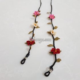 Needle Lace Flower Eyeglass Strap Red - Pink - Cream