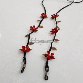 Needle Lace Flower Eyeglass Strap Yellow - Red - Black