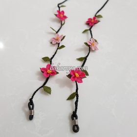 Needle Lace Flower Eyeglass Strap Pink - Light Pink (Black Cord)